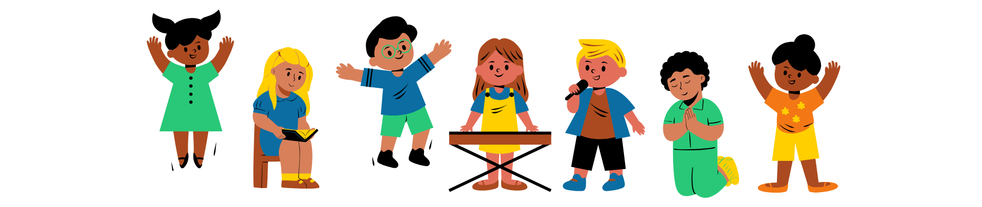 Cartoon children celebrating